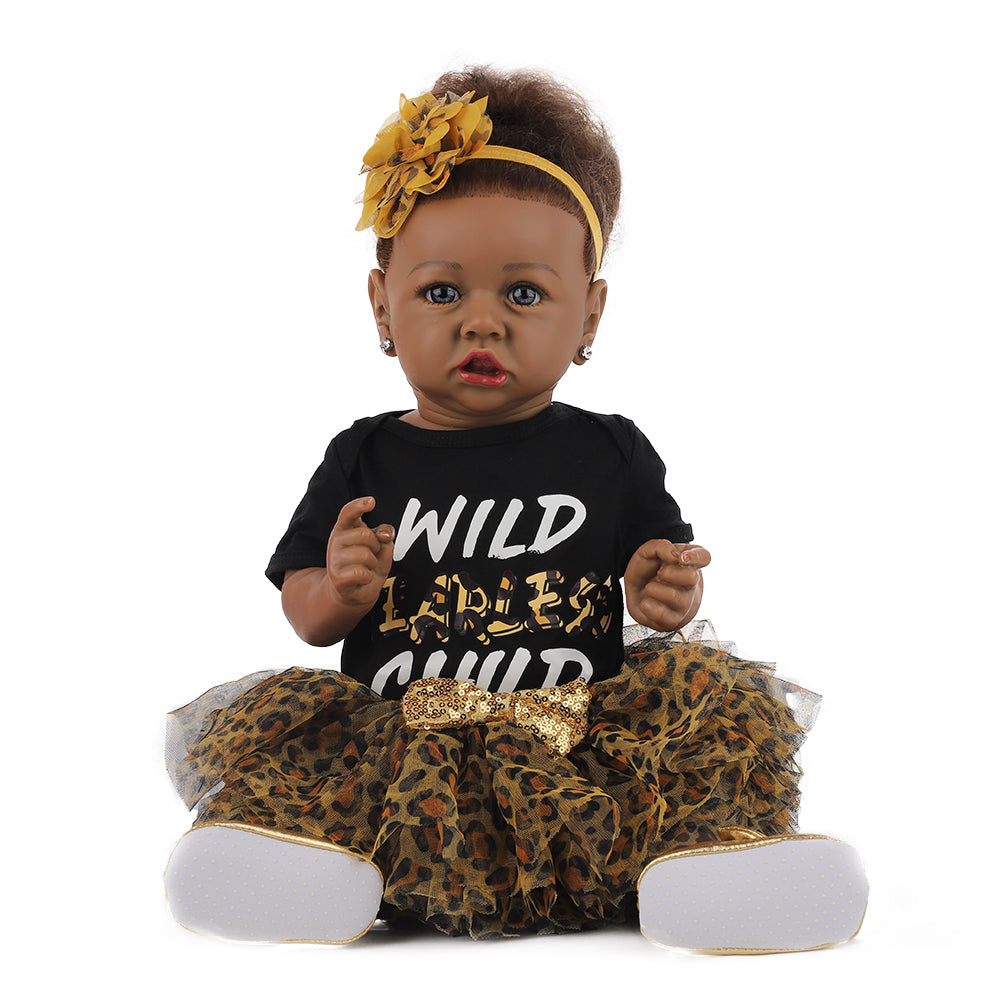 UCanaan Reborn Baby Dolls Real Life Handmade Soft Body 22 Inches Realistic  Newborn Cute Girl African American Dolls Best Birthday Gift Set for Ages 3+ 