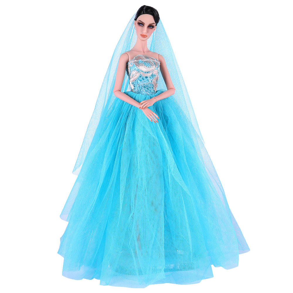 barbie doll wedding dress QUEBAN Bride Doll Wedding Dress with Veil Handmade Evening Party Fashi – Ucanaan
