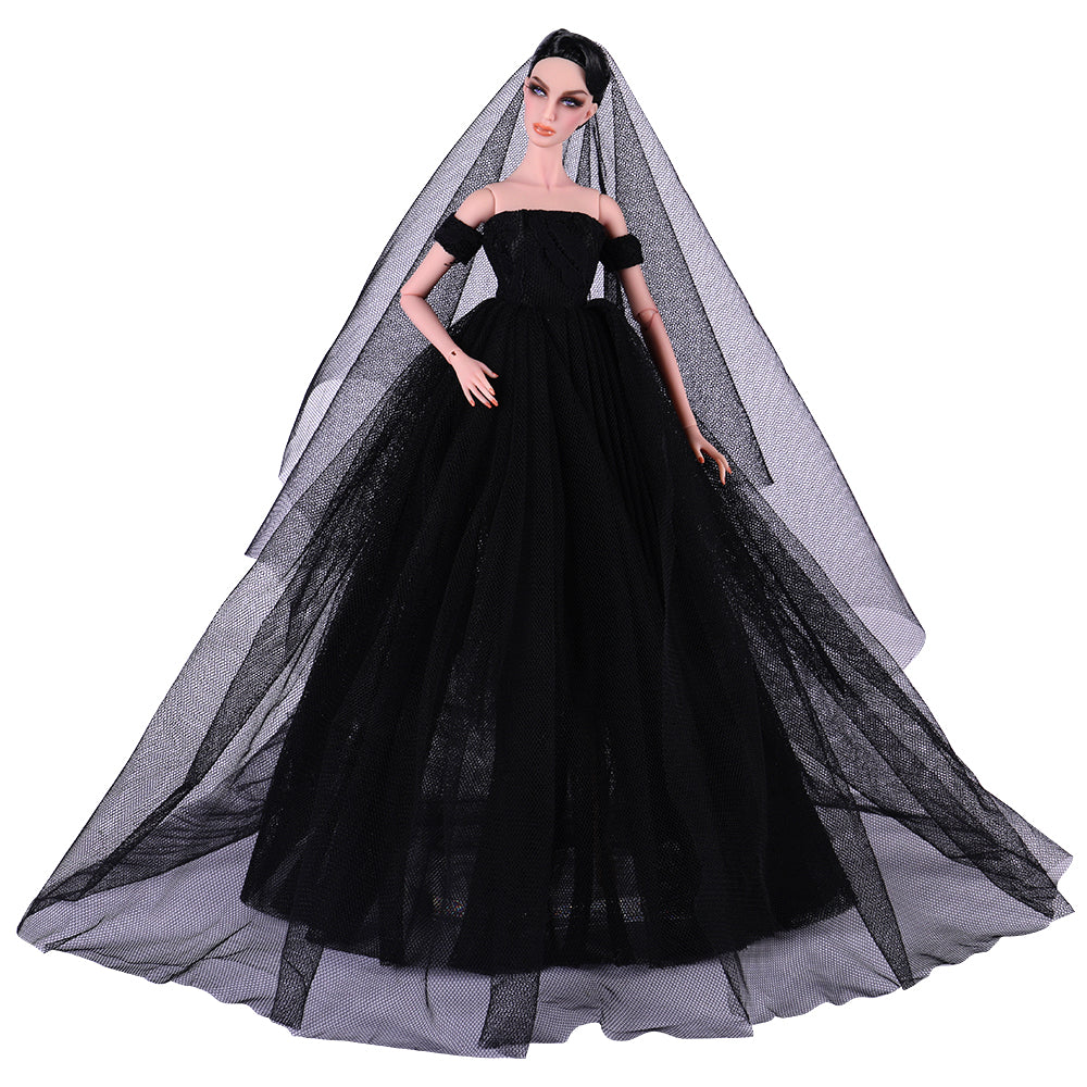 QUEBAN Bride Doll Wedding Dress with Veil Handmade Evening Party