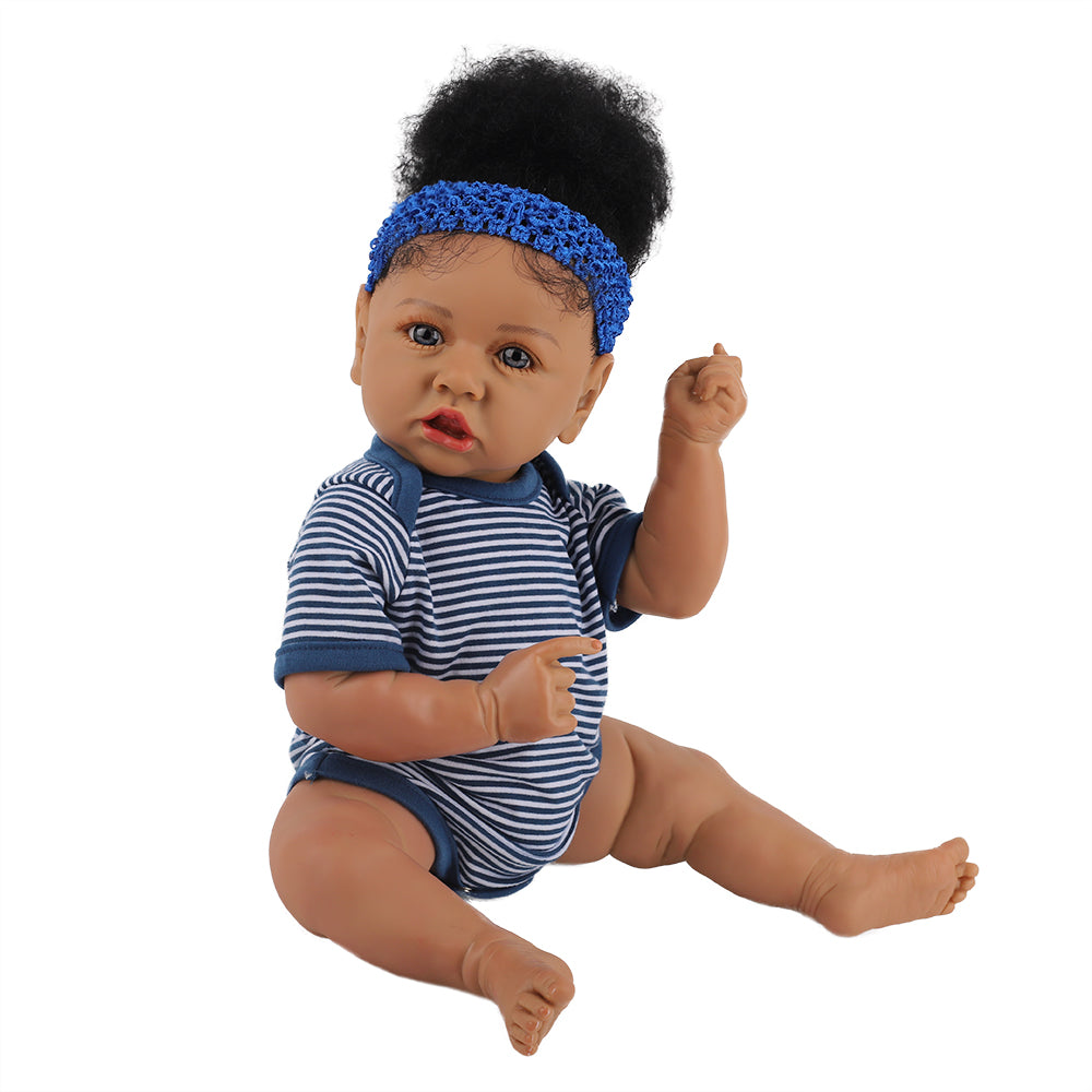 UCanaan Reborn Baby Dolls Real Life Handmade Soft Body 22 Inches Realistic  Newborn Cute Girl African American Dolls Best Birthday Gift Set for Ages